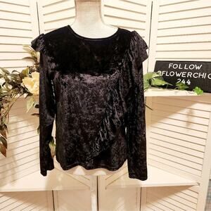 KENSIE CRUSHED BLACK VELVET TOP SIZE MED